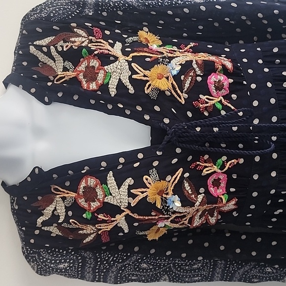 Anthropologie Maeve Cassidy Embroidered Beaded Midi Dress Size 2 - Picture 11 of 16